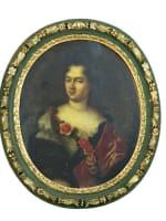 Ancien tableau portrait de femme courtisane XVIIe entourage François de Troy cadre - Miniature 1