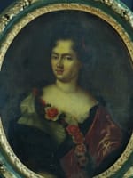 Ancien tableau portrait de femme courtisane XVIIe entourage François de Troy cadre - Miniature 2