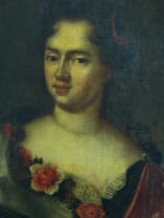 Ancien tableau portrait de femme courtisane XVIIe entourage François de Troy cadre - Miniature 5