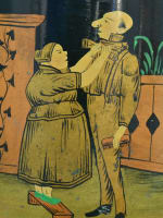 Bernhard Bloch ancien cache pot céramique humoristique portrait couple cravate - Miniature 2