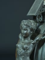 Ancienne pendule aux shinges satyre Bérain patine bronze clock Blot et Drouard - Miniature 6