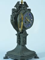 Ancienne pendule aux shinges satyre Bérain patine bronze clock Blot et Drouard - Miniature 7