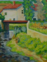 Beau tableau ancien Jean Bellon paysage lyonnais Rhône Liergues Lauris vignes x3 - Miniature 1