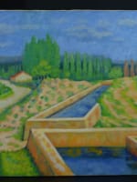 Beau tableau ancien Jean Bellon paysage lyonnais Rhône Liergues Lauris vignes x3 - Miniature 11