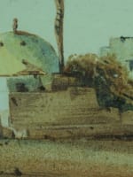 Tableau ancien orientaliste XIXe Amable Crapelet vue d'Egypte animé mausolée - Miniature 3