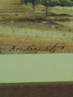 Tableau ancien orientaliste XIXe Amable Crapelet vue d'Egypte animé mausolée - Miniature 6