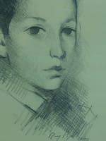 Tableau ancien rare dessin portrait de jeune garçon Manolo Ruiz Pipo 1958 Agen - Miniature 9