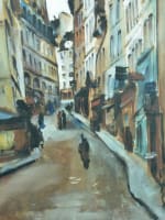 Tableau ancien vue de rue 5e Quartier Latin Paris Cesar Bron Vlaminck art deco - Miniature 1