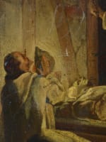 Beau tableau ancien religieux mort saint Bruno moine chartreux Eustache Le Sueur - Miniature 6