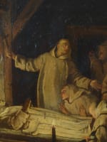 Beau tableau ancien religieux mort saint Bruno moine chartreux Eustache Le Sueur - Miniature 9