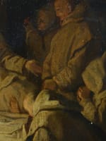 Beau tableau ancien religieux mort saint Bruno moine chartreux Eustache Le Sueur - Miniature 12