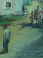 Tableau ancien école portugaise Lisbonne scène animée village Lucília DE BRITO - Miniature 4