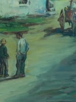 Tableau ancien école portugaise Lisbonne scène animée village Lucília DE BRITO - Miniature 6