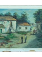 Tableau ancien école portugaise Lisbonne scène animée village Lucília DE BRITO - Miniature 11