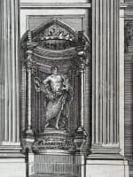 Ancienne gravure Rome architecture vue de temple Rocco Pozzi Romain 18e Latran - Miniature 1