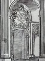 Ancienne gravure Rome architecture vue de temple Rocco Pozzi Romain 18e Latran - Miniature 2