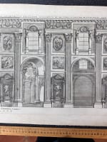 Ancienne gravure Rome architecture vue de temple Rocco Pozzi Romain 18e Latran - Miniature 4