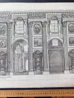 Ancienne gravure Rome architecture vue de temple Rocco Pozzi Romain 18e Latran - Miniature 6