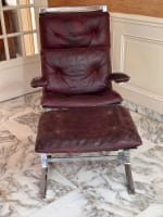 Grand fauteuil moderne Olivier Mourgue Airborne 1960 design vintage cuir rouge - Miniature 8