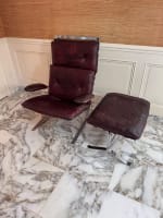 Grand fauteuil moderne Olivier Mourgue Airborne 1960 design vintage cuir rouge - Miniature 10
