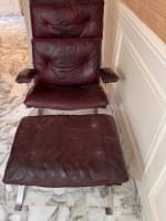 Grand fauteuil moderne Olivier Mourgue Airborne 1960 design vintage cuir rouge - Miniature 15