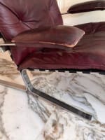 Grand fauteuil moderne Olivier Mourgue Airborne 1960 design vintage cuir rouge - Miniature 17