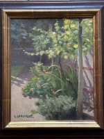 Tableau ancien paysage jardin été nature morte échelle pergola Quercy Chauvelot - Miniature 1