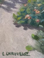 Tableau ancien paysage jardin été nature morte échelle pergola Quercy Chauvelot - Miniature 4