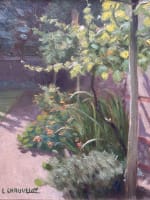 Tableau ancien paysage jardin été nature morte échelle pergola Quercy Chauvelot - Miniature 9