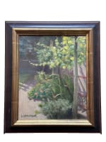 Tableau ancien paysage jardin été nature morte échelle pergola Quercy Chauvelot - Miniature 10