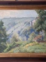 Tableau ancien paysage été vieille maison coline Albas Quercy Lot Chauvelot - Miniature 1