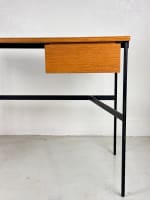 Ancien bureau vintage design Pierre Paulin 1950 laqué noir métal déco Thonet XXe - Miniature 9