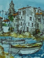 Tableau moderne marine le port de Saint-Tropez La Ponche bateau Bernard Dufour - Miniature 1