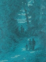 Ancien dessin paysage animé forêt Barbizon Fontainebleau Brunet Houard XIXe - Miniature 1