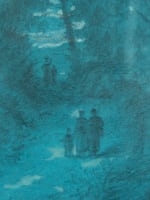 Ancien dessin paysage animé forêt Barbizon Fontainebleau Brunet Houard XIXe - Miniature 3