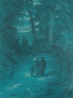 Ancien dessin paysage animé forêt Barbizon Fontainebleau Brunet Houard XIXe - Miniature 4