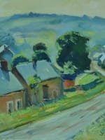 Ancien tableau vue de village vendéen signé Condemine cadre Sennelier HST XXe - Miniature 3