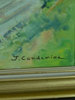 Ancien tableau vue de village vendéen signé Condemine cadre Sennelier HST XXe - Miniature 7