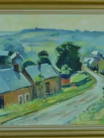 Ancien tableau vue de village vendéen signé Condemine cadre Sennelier HST XXe - Miniature 9