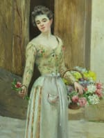 Cristóbal De Antonio tableau ancien Paris vieux métier la marchande de fleurs - Miniature 1