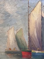 Marine XIXe port breton thoniers séchage des filets de pêche Concarneau Charpides - Miniature 2