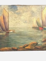 Marine XIXe port breton thoniers séchage des filets de pêche Concarneau Charpides - Miniature 12