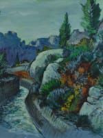 Grand tableau ancien paysage provençal Les Baux de Provence Rondeaux 83 cm - Miniature 2