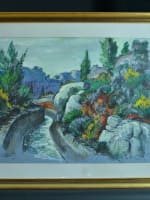 Grand tableau ancien paysage provençal Les Baux de Provence Rondeaux 83 cm - Miniature 6