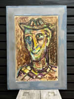 Ancien tableau expressionniste portrait d'homme Edmond Duplan Marseille 1950 - Miniature 1