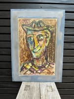 Ancien tableau expressionniste portrait d'homme Edmond Duplan Marseille 1950 - Miniature 8