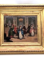 Beau tableau ancien scène de bal 18ème costume danse Le Bal Paré Saint Aubin HST - Miniature 2
