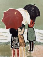 Cassigneul Honfleur litho femme parapluie mer bateau couleurs - Miniature 1