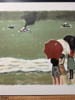 Cassigneul Honfleur litho femme parapluie mer bateau couleurs - Miniature 5