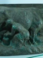 Ancien bronze la laitière vache traite naturalisme art nouveau signé Abbal - Miniature 1